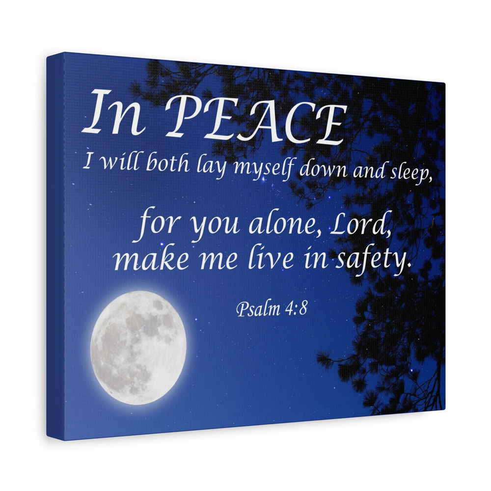 Bible Verse Canvas In Peace Psalm 4:8 Christian Home Decor Scripture Art
